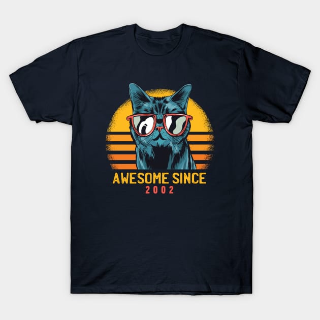 Retro Cool Cat Awesome Since 2002 // Awesome Cattitude Cat Lover T-Shirt by Now Boarding